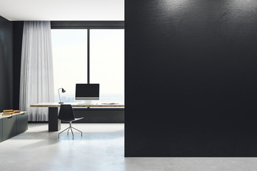 Dark office with copy space