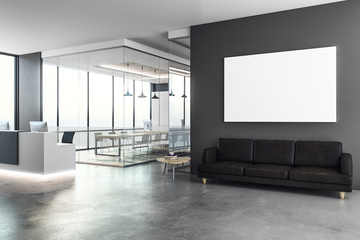 Canvas Print - Concrete reception with blank poster