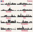 vector city skylines silhouettes of France