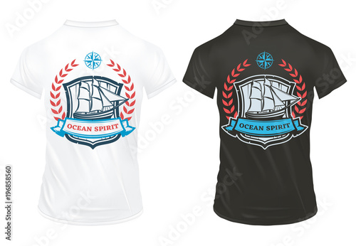Vintage Colored Marine Heraldic Print Template