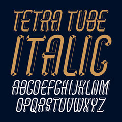 Poster - Vector trendy modern capital,  uppercase alphabet letters,  abc collection. Unlike italic condensed type font,  script from a to z can be used for logo creation. Created using dimensional packaging pipe.