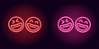 © Дмитрий Майер - Red and pink neon laughing emoji, fool day