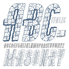 Poster - Vector capital modern alphabet letters, abc set. Bold condensed italic font, script from a to z can be used in art  poster design. Made with 3d granite structure style.