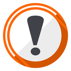 Fototapete - Exclamation sign orange flat design vector web icon