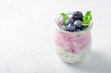 Wall Mural - Acai berry and chia seed pudding