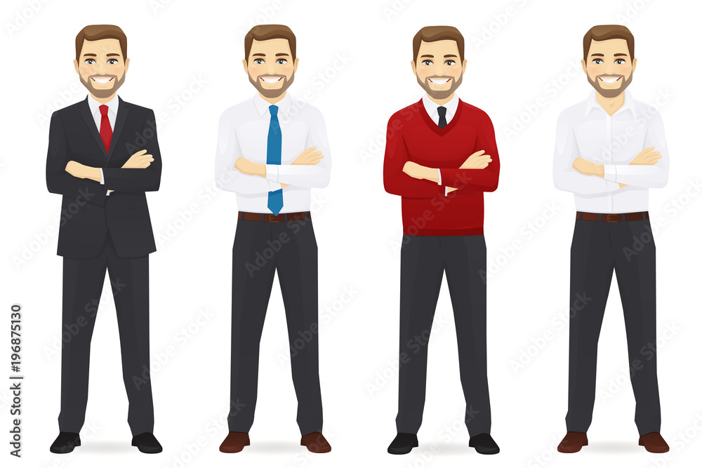 Businessman in different poses vector collection illustration Stock ...