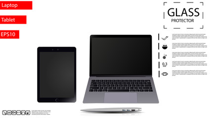 Aufkleber - Realistic tablet, laptop on a white background. Vector illustration