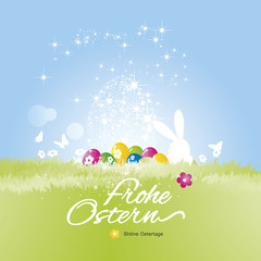 Wall Mural - Happy Easter (Frohe Ostern - German) background colorful vector