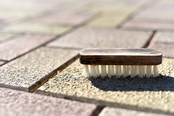 Cleaning brush on the floor