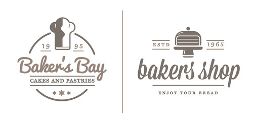 Set of Raster Bakery Pastry Elements and Bread Icons Illustration can be used as Logo or Icon in premium quality