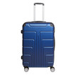 Blue suitcase isolated on white background. Polycarbonate suitcase isolated on white. Blue suitcase.