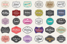 Raster Set Of Vintage Retro Styled Premium Design Labels
