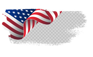 Wall Mural - Waving flag United States of America. illustration wavy American Flag for Independence Day brush stroke background