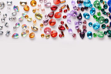 Canvas Print - Colorful precious stones for jewellery on white background