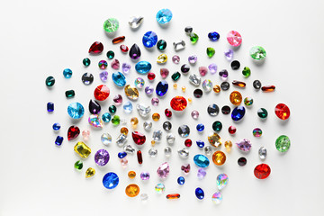 Canvas Print - Colorful precious stones for jewellery on white background