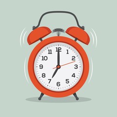 ringing alarm clock flat illustration.