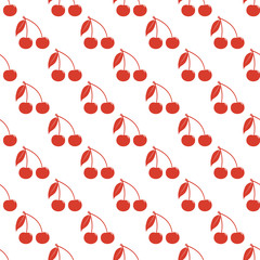 Seamless pattern from silhouettes of berries of a cherry on a wh