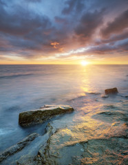 Wall Mural - seascape during sunrise. beautiful natural summer seascape