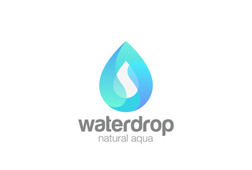 Wall Mural - Water droplet Logo vector. Aqua Cosmetics SPA. Drop wave icon