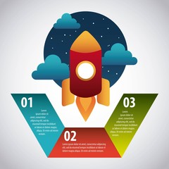 Sticker - infographic start up rocket 3 options diagram vector illustration