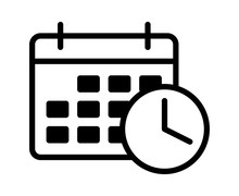 Business Appointment Calendar With Time Clock Line Art Vector Icon For Scheduling Apps And Websites