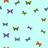 Fototapeta Motyle - abstract vector colorful doodle butterflies seamless pattern