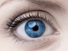 Beautiful Blue Woman Single Eye Close Up
