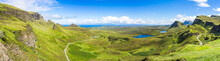 Wide Panorama Of Quiraing, One Of The Most Famous Landscape Of Isle Of Skye, Scotland, Britain