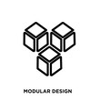 modulalr design icon on white background, in black, vector ico illustration