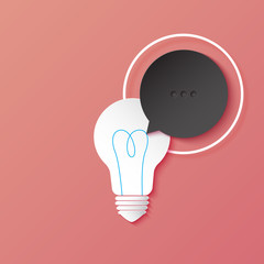 Poster - Light bulb and speech bubble of business strategy creative idea concept paper art style.Vector illustration.