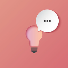 Poster - Light bulb and speech bubble of business creative idea concept paper art style.Vector illustration.