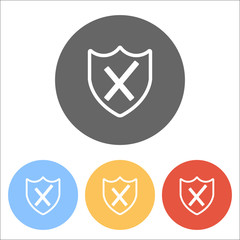 Poster - protection broken. simple icon. Set of white icons on colored ci