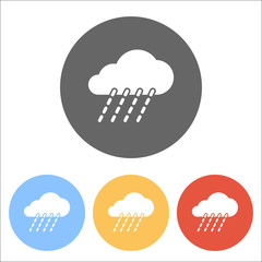 Poster - rain, weather icon. Set of white icons on colored circles