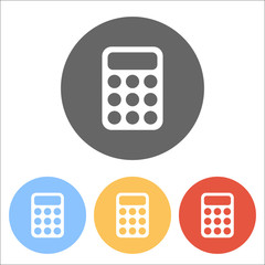 Poster - simple calculator icon. Set of white icons on colored circles