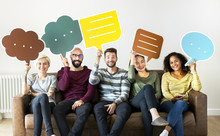 Group Of Diverse People With Speech Bubble Icon