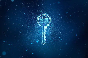 Fototapete - Digital key in keyhole in information security concept background, illustration
