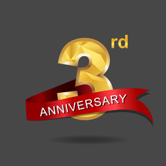 Wall Mural - 3rd anniversary, aniversary, years anniversary celebration logotype. Logo,numbers and ribbon anniversary.