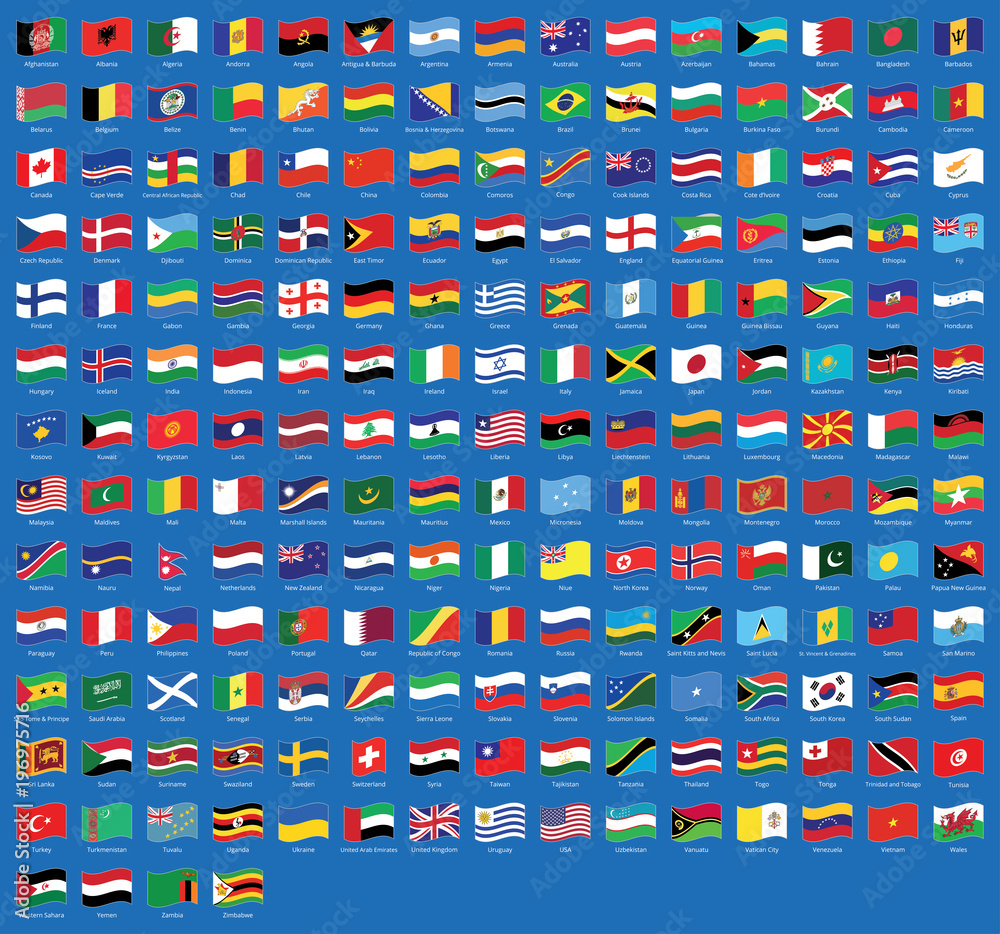 Flags In Blue Blue Country Flags Of The World