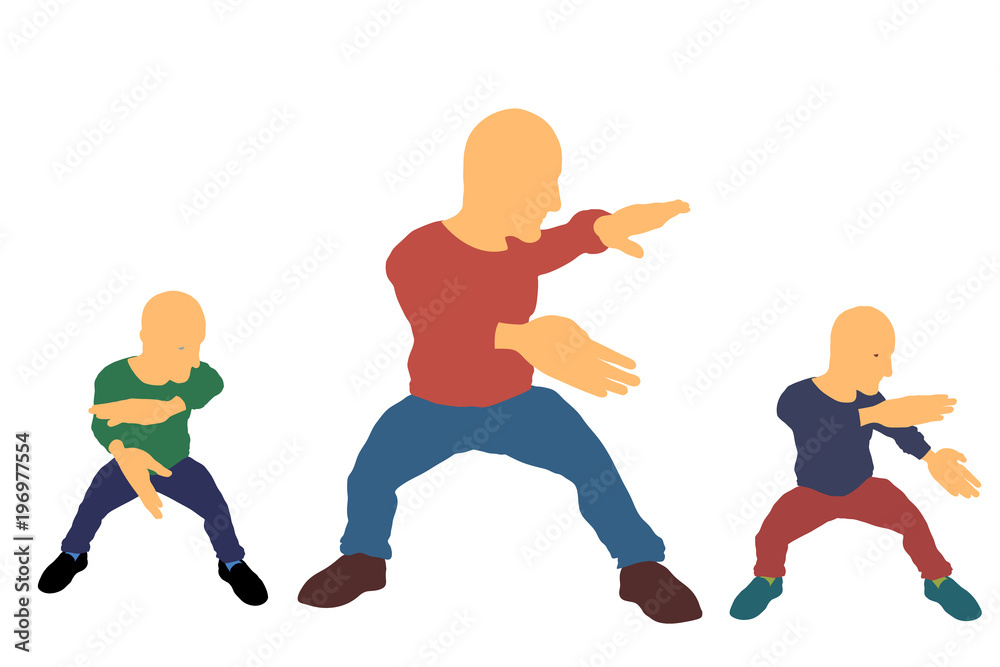 Kung fu.man set. Isolated on white background. Vector illustration ...