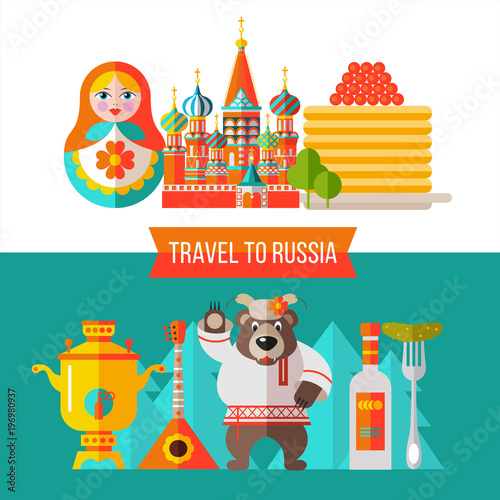 Fotografie, Tablou Welcome to Russia. Travelling to Russia. Vector illustration.