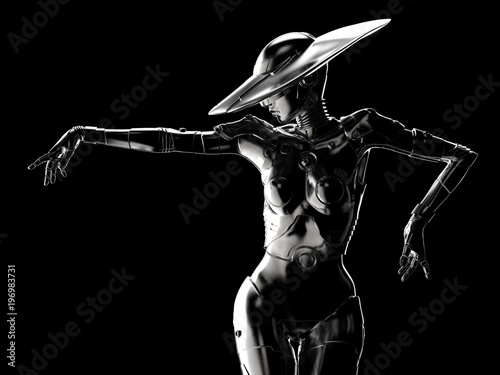 3D illustration. Stylish cyborg the woman. Poster Mural XXL