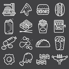 Wall Mural - Set of Line Food Icons