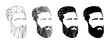 man's face with beard and mustache. polygon effect. set