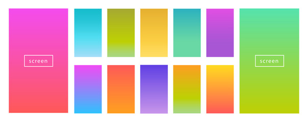 color gradient modern background set. screen vector design for mobile app. spring, fresh soft color 