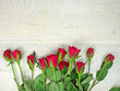 Bouquet of beautiful red roses on a wooden light background
