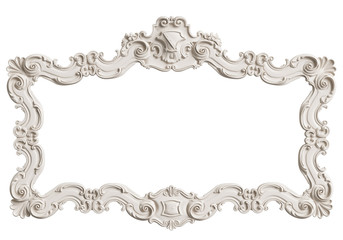 Wall Mural - Classic mirror frame isolated on white background.Digital illustration.3d rendering