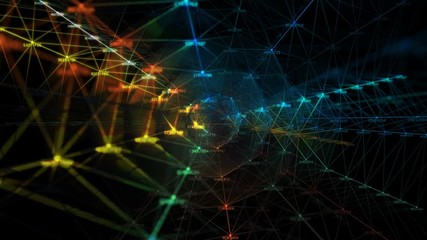 Poster - Block chain network and programming concept on technology background.  Blockchain , cryptocurrencies , bitcoin and distributed ledger technology concept. Block chain