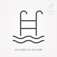 Sticker - Line icon stairs to water