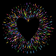 Wall Mural - Colorful sequins glitter background with heart.