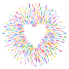 Wall Mural - Colorful sequins glitter background with heart.